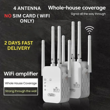WiFi Range Extender 300Mbps (4 Antennas) | Long Range WiFi Extender | Sim Not Supported